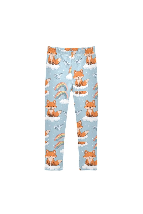 Fox Cloud Rainbow Printed Leggings Yoga Pants for in 4t to 10t