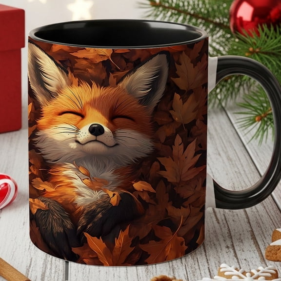 Fox Coffee Mug with Cute Autumn Fox Face Design- Cozy Fox Themed Cup