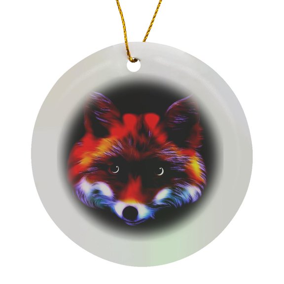 3drose, Fox - Color, Circle Porcelain Ornament