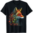 thumbnail image 1 of Fox Colourful Flowers - Blue Eyes Animal Art Fox T-Shirt, 1 of 3