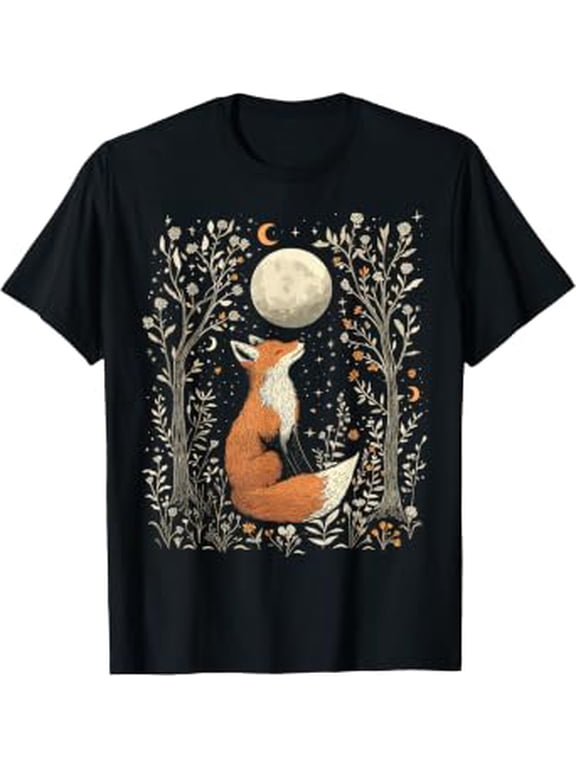 Fox Cottagecore Aesthetic Florals Fairycore Girls Women T-Shirt