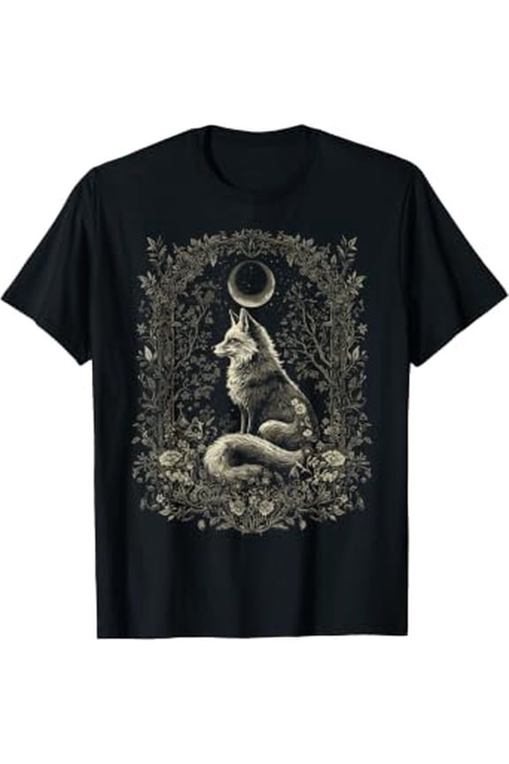 Fox Cottagecore Aesthetic Florals Fairycore Girls Women T-Shirt