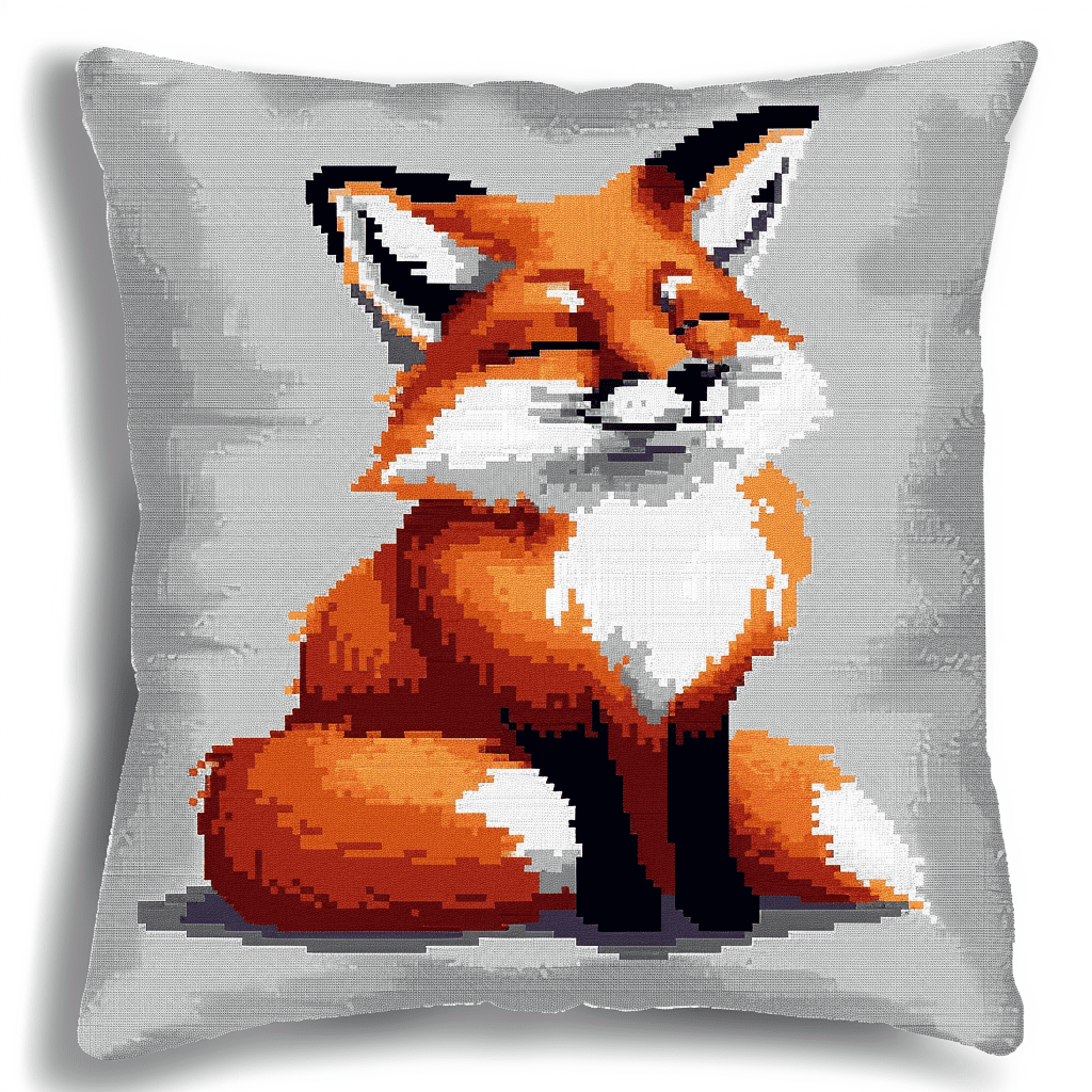 Fox Cross Stitch Pillow Kit DIY , 45X45CM , Cross Stitch Kits for Beginner (11 Count)