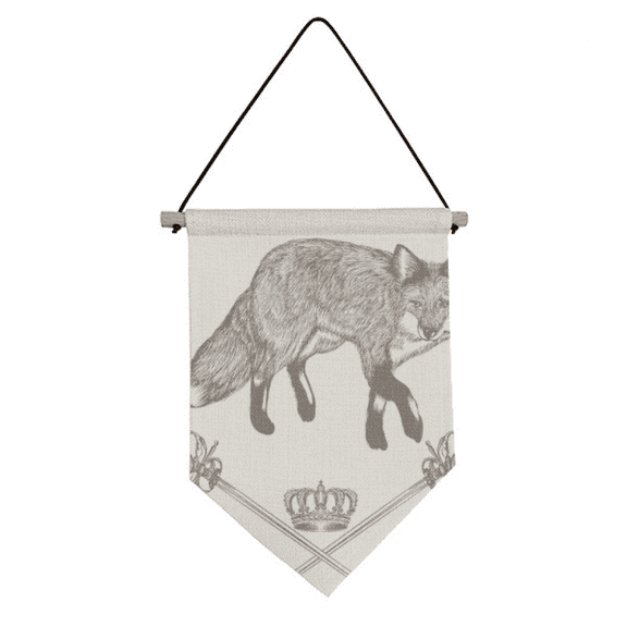 Fox Crown Animal Baroque Style Canvas Flag Hanging Wall Art Decor Banner