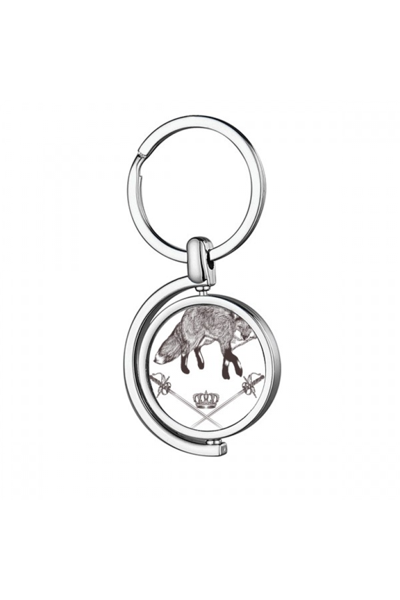 Fox Crown Animal Baroque Style Rotating Keychain Metal Keyring Holder