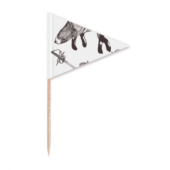 Fox  Crown Animal Baroque Style Toothpick Triangle Cupcake Toppers Flag