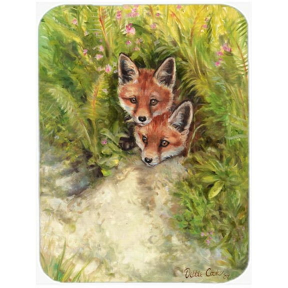 Fox Cubs Peepers by Debbie Cook Glass Large Cutting Board
