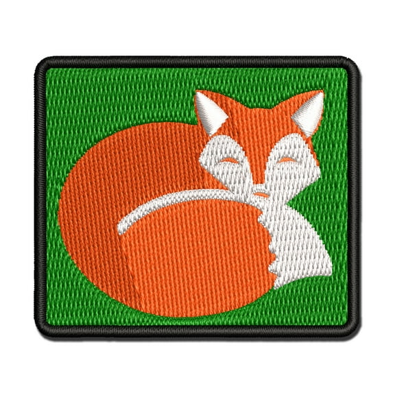 Fox Curled Up Sleeping Applique Multi-Color Embroidered Iron-On Patch - 2.0 Inch Mini