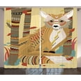 thumbnail image 1 of Ambesonne Fox Curtains 2 Panel Set, Fluffy Fox in the Forest, 108" x 108", Pale Coffee, 1 of 3