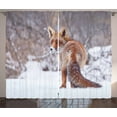 thumbnail image 1 of Ambesonne Fox Curtains 2 Panel Set, Snowy Country Furry Animal, 108" x 90", Redwood Brown White, 1 of 3