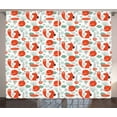thumbnail image 1 of Ambesonne Fox Curtains 2 Panel Set, Forest Animals and Foliage, 108" x 90", Dark Coral Almond Green, 1 of 3