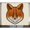 thumbnail image 1 of Ambesonne Fox Curtains 2 Panel Set, Mascot Face Mosaic Style, 108" x 84", Orange White Black, 1 of 3