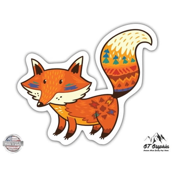Fox Cute - 3" Vinyl Sticker - For Car Laptop I-Pad Phone Helmet Hard Hat - Waterproof Decal