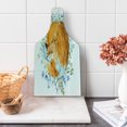 thumbnail image 1 of Fox Cutting Board, Sleeping Fox in Watercolors Hand Drawn Fresh Wild Flowers Blossoms Art, Tempered Glass Cutting and Serving Board, Wine Bottle Shape, Orange Blue Olive Green, by Ambesonne, 1 of 5