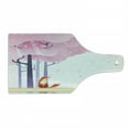 thumbnail image 1 of Fox Cutting Board, Spring Inspired Composition Pink Sakura Tree Falling Leaves Idyllic, Decorative Tempered Glass Cutting and Serving Board, Wine Bottle Shape, Pale Pink Lavender, by Ambesonne, 1 of 1