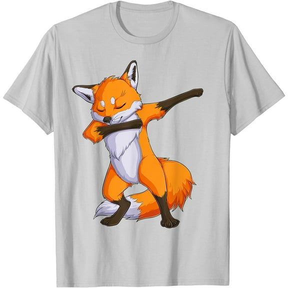 Fox Dabbing Fox Funny Animal Foxes Lover Unisex T-Shirt for Men Women Kids,Ice Grey Color,Size M