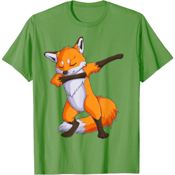 Fox Dabbing Fox Funny Animal Foxes Lover Unisex T-Shirt for Men Women Kids,Lime Color,Size M