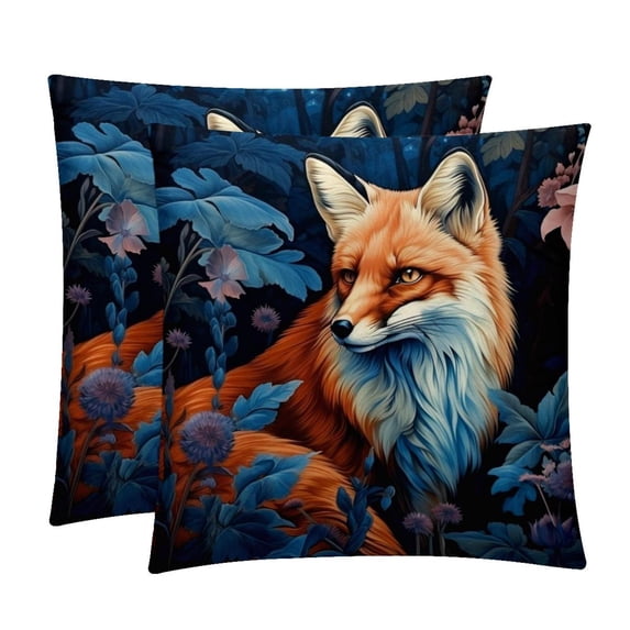 Fox Decorative Velvet Throw Pillow Covers for Chair - Set of 2, Unique Patterns, 16x16, 18x18, 20x20 Inches for Home Decor and Gifts