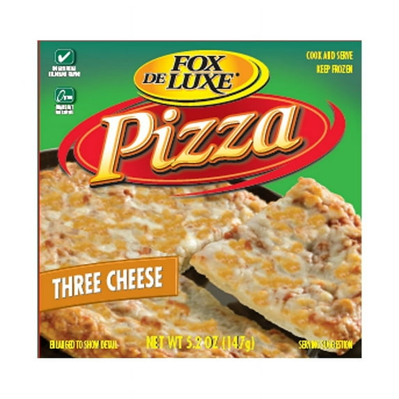 Fox Deluxe Original 3 Cheese Frozen Pizza, 5.2 oz Box – Includes Mozzarella, Cheddar & Parmesan, Contains Milk & Wheat Allergens