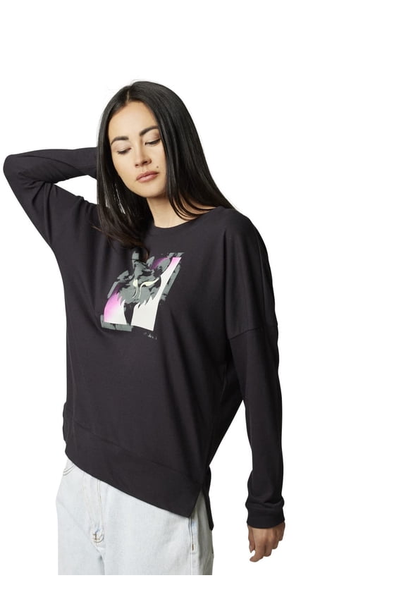 Fox Detonate Womens LS Knit Top (Medium, Black)