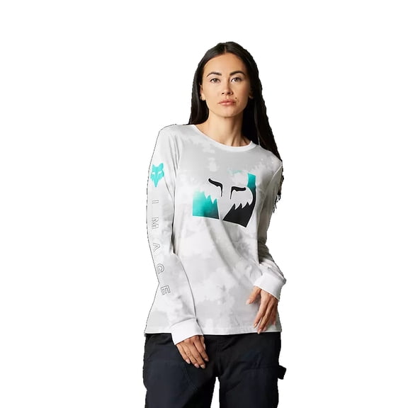 Fox Detonate Womens LS Tee (Large, White/Gray)
