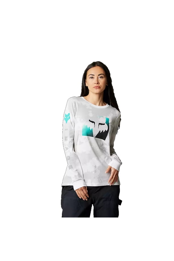 Detonate Womens LS Tee (Large, White/Gray)