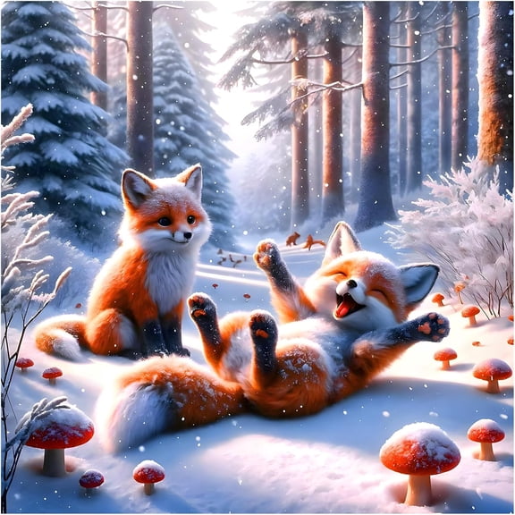 Fox Diamond Painting Kit for Adults, Winter Fox Diamond Art Beginners - DIY Full Diamond Dot Gem Art Paintings, Suitable Gifts, and Home Decoration Crafts, 12x12Inch