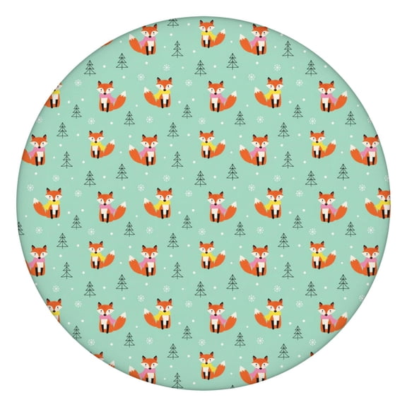 Fox Dot Face Beige Pattern Round Elastic Tablecloth, 36-44 Inch Waterproof, Machine Washable, Indoor & Outdoor Use
