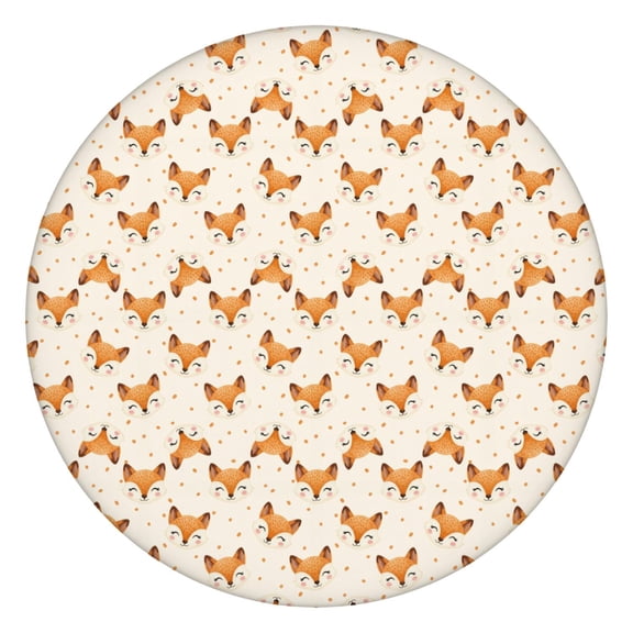 Fox Dot Face Cream Pattern Round Elastic Tablecloth, 36-44 Inch Waterproof, Machine Washable, Indoor & Outdoor Use