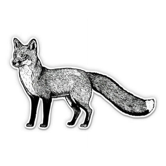 Fox Drawing - 3" Vinyl Sticker - For Car Laptop Water Bottle Phone - Waterproof Decal