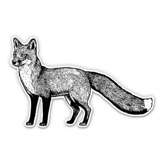 Fox Drawing - 3" Vinyl Sticker - For Car Laptop Water Bottle Phone - Waterproof Decal