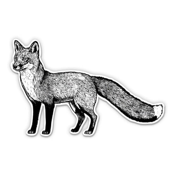 Fox Drawing - 5" Vinyl Sticker - For Car Laptop I-Pad - Waterproof Decal