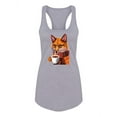 thumbnail image 1 of Fox Drinking Coffee Racerback Tank Women -Image by Shutterstock, Female Small, 1 of 4
