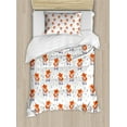 thumbnail image 1 of Fox Duvet Cover Set, Wild Animal Character with Scooter Little Repeating Trees, Decorative 2 Piece Bedding Set with 1 Pillow Shams, Twin Size, Burnt Orange Indigo, by Ambesonne, 1 of 3