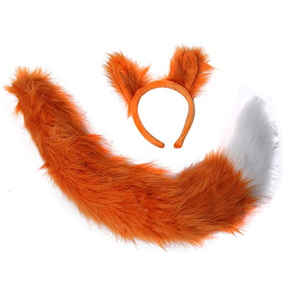 Fox Ears & Tail Costume - Oversized Plush - Orange