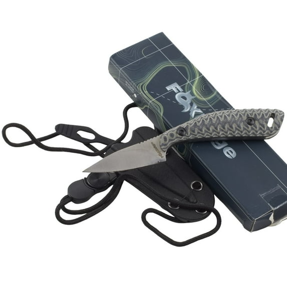 Fox Edge Fixed Blade Knife Black Blue Sculpted G10