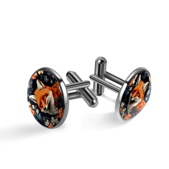 Fox Elegant Cufflink Set for Formal Attire, Made of Stainless Steel, Ideal for Weddings and Business Meetings, Includes Cufflinks and Shirt Clip