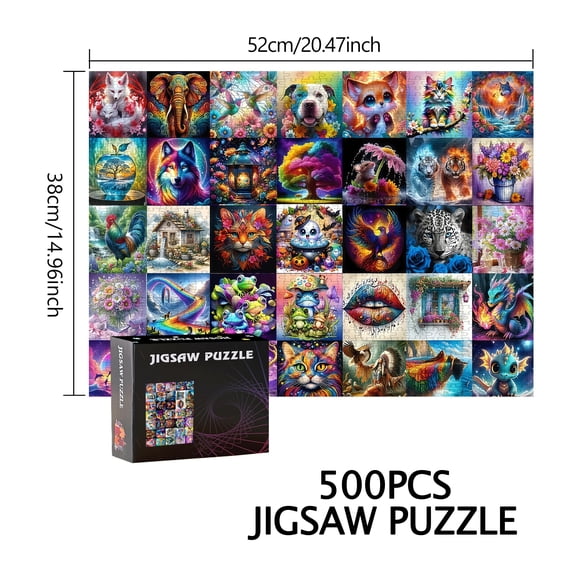 Fox, Elephant 500pcs/1000pcs Jigsaw Puzzle Game-Gift-Family Interactive Game-Puzzle DIY-Home Decoration-Brain Challenge