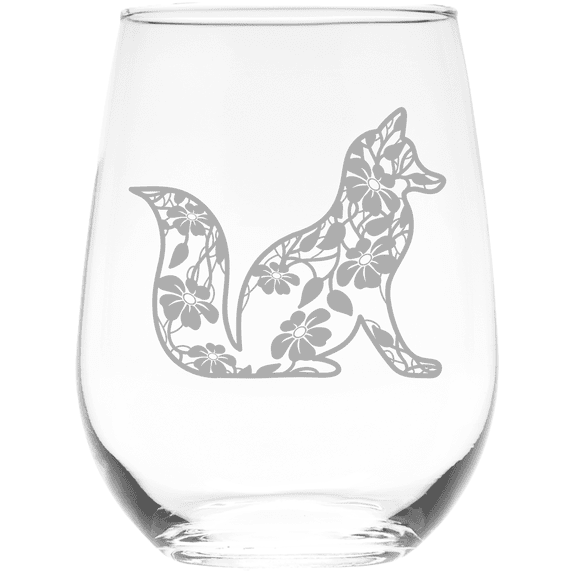 C&M Personal Gifts Fox Stemless Wine Glass  (Style F5)