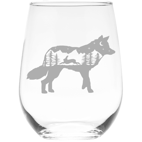 C&M Personal Gifts 17 oz Fox Stemless Wine Glass (Style F6)
