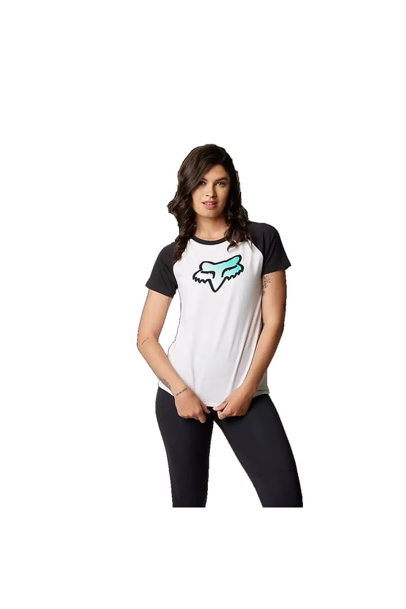 FGMNT Womens Raglan SS Tee Teal (Medium, White Teal)