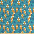 thumbnail image 1 of Ambesonne Fox Fabric by the Yard Upholstery, Animals in Winter Theme, 2 Yards, Orange Sea Blue, 1 of 4