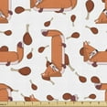 thumbnail image 1 of Ambesonne Fox Fabric by the Yard Upholstery, Cartoon Pattern Meat and Animal, 3 Yards, Burnt Sienna Cinnamon, 1 of 5