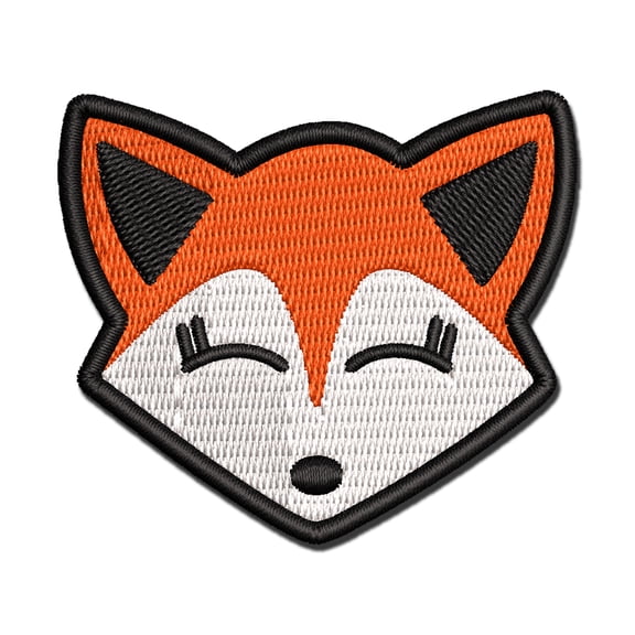 Fox Face Applique Multi-Color Embroidered Iron-On Patch - 3.5 Inch Large