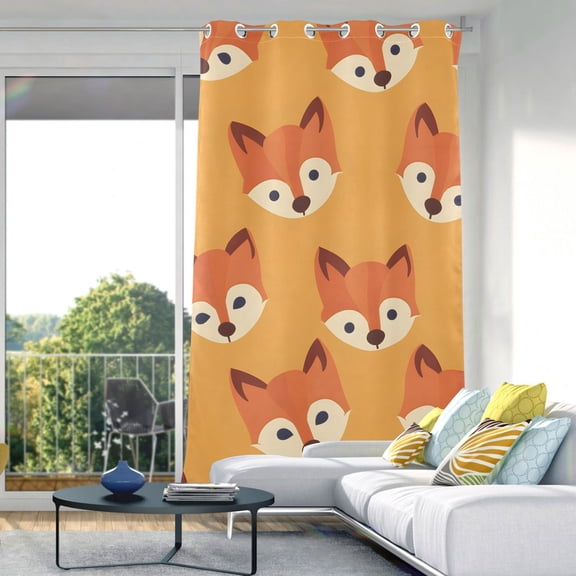 Fox Face Orange Blackout Curtain Panels Drapes Privacy Assured with Light Filtering Curtains for Living room Bedroom Bathroom Window