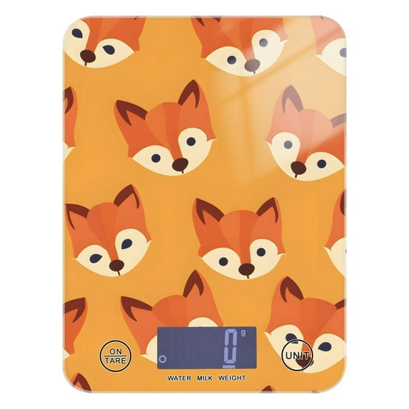 Fox Face Orange Food Scale Digital Kitchen Scale Waterproof Tempered Glass Tare Function 11 lb for Baking Cooking Meal Prep