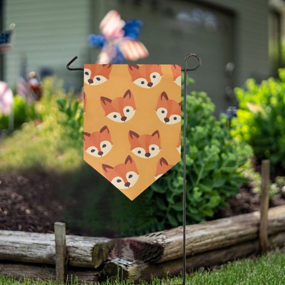Fox Face Orange Garden Flag 18" x 12.5" Double Sided Yard Lawn Outdoor Decor Small Yard Flags