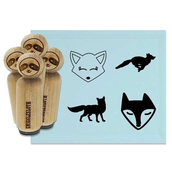 Fox Face Resting Running Rubber Stamp Set for Scrapbooking Crafting Stamping - Medium 1 Inch