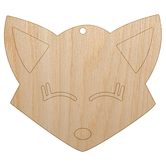 Fox Face Wood Holiday Christmas Tree Ornament Unfinished DIY Pre-Drilled Craft