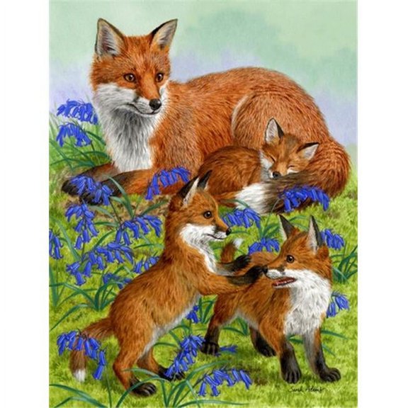 Fox Family Flag Garden Size